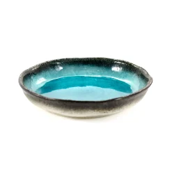 Kiji Stoneware & Ceramics Turquoise Large Round Dish, 21.5cm dia x 4cm high Best