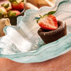 Turkish Tableware Turquoise Marble Glass Serving Bowl, 30x23cm Best