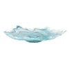 Turkish Tableware Turquoise Marble Glass Serving Tray, 39cm Hot