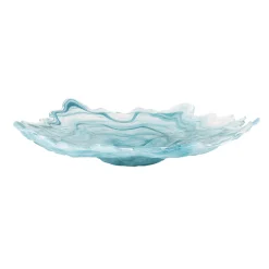Turkish Tableware Turquoise Marble Glass Serving Tray, 39cm Hot