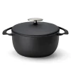 Unilloy Black Japanese Lightweight Cast Iron Dutch Oven, 22cm