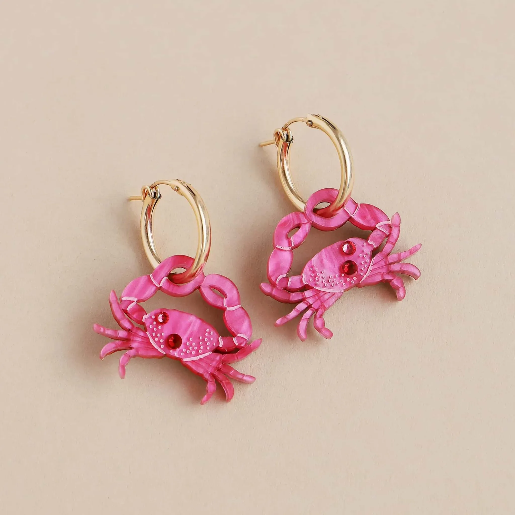 Wolf & Moon Pink Crab Hoop Earrings Online
