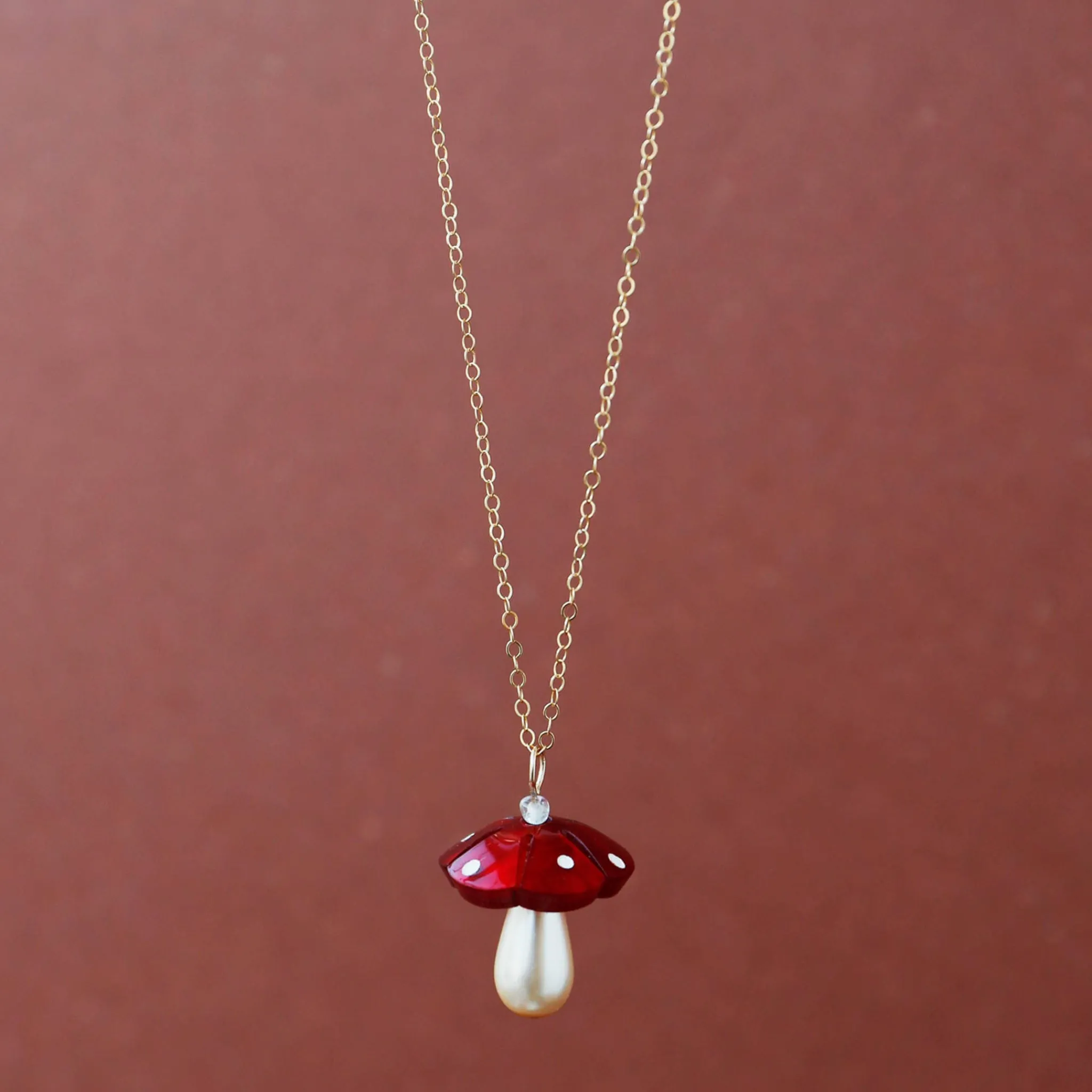 Wolf & Moon Red Mushroom Necklace Outlet