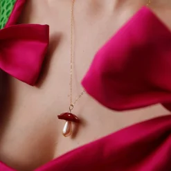 Wolf & Moon Red Mushroom Necklace Outlet