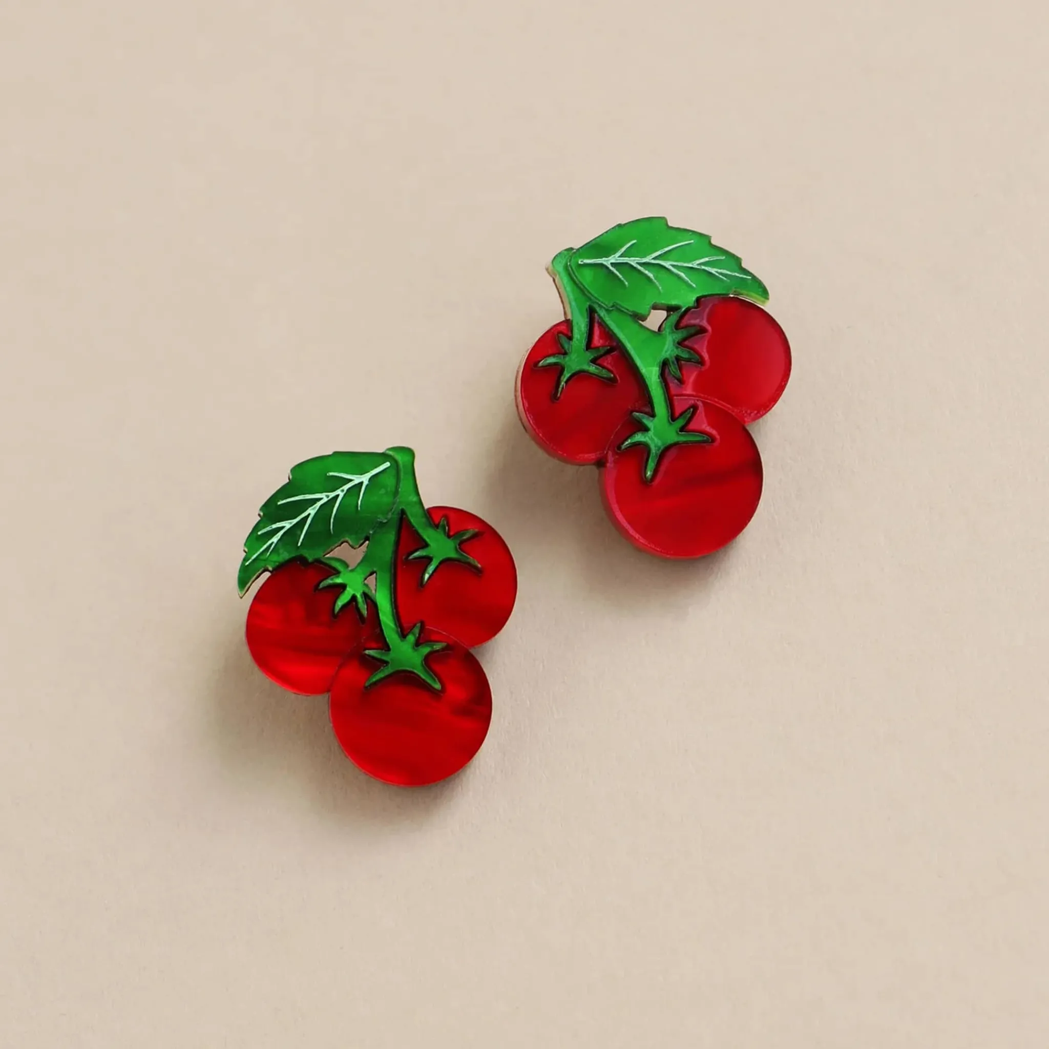 Wolf & Moon Tomato Stud Earrings New