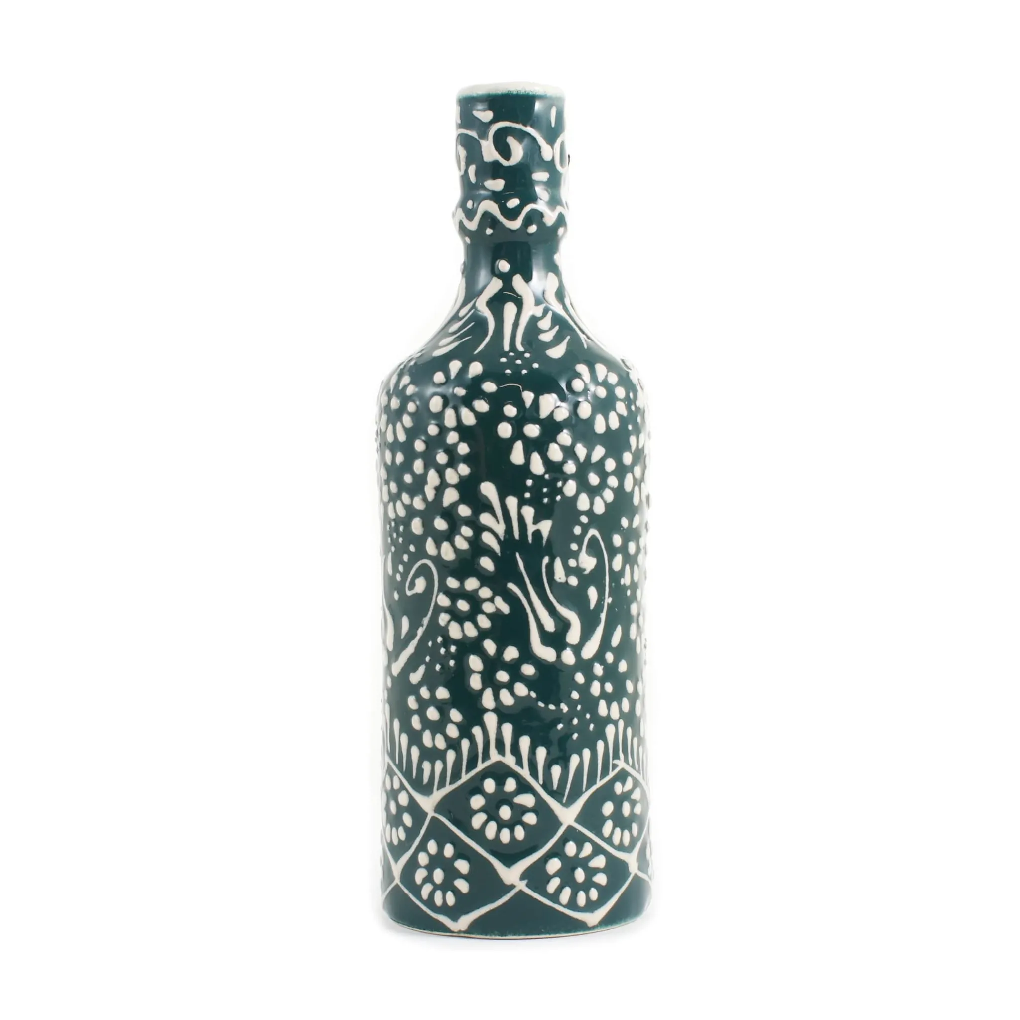 El Boyali Seramikler Yesil Ve Beyaz Boyali Oil Bottle, 395ml Best