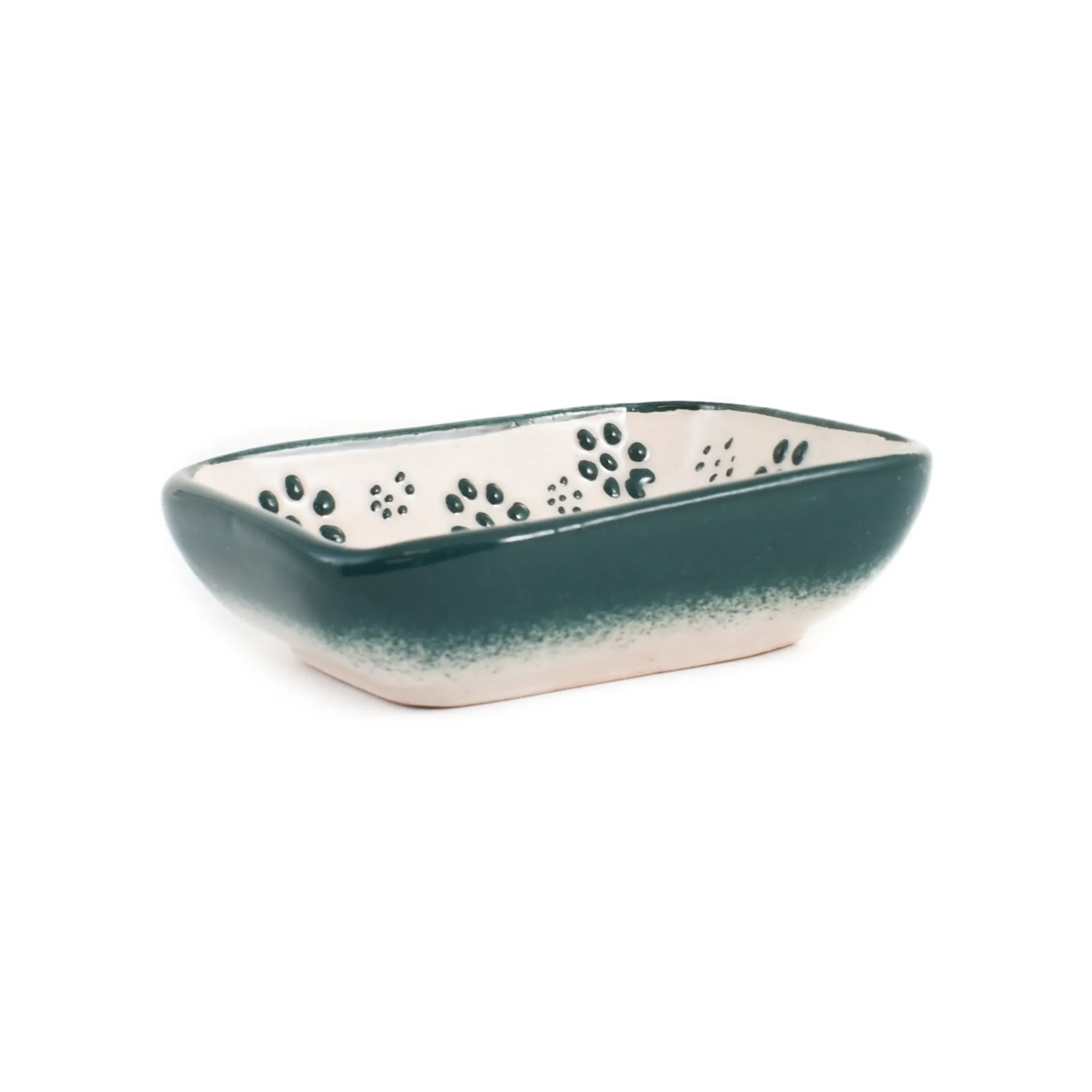 El Boyali Seramikler Yesil Ve Beyaz Boyali Rectangular Sauce Dish, 10.5x8cm Online