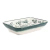 El Boyali Seramikler Yesil Ve Beyaz Boyali Rectangular Serving Dish, 18x13cm Clearance