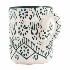 El Boyali Seramikler Yesil Ve Beyaz Boyali Straight Mug, 325ml Sale