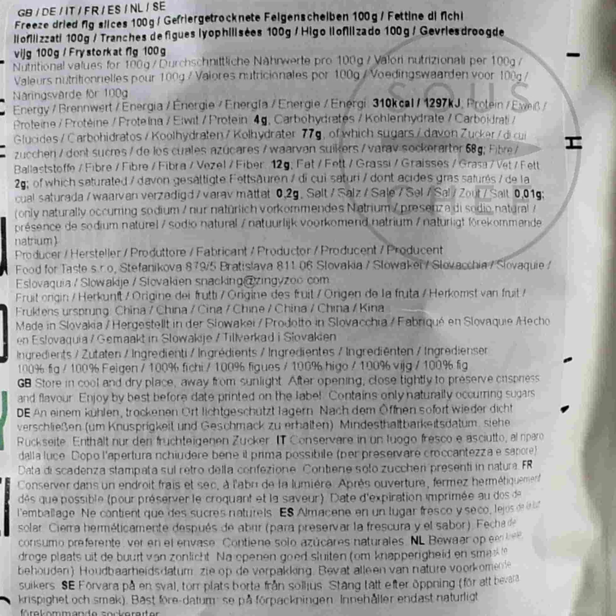 ZingyZoo Freeze Dried Fig Slices, 100g Clearance